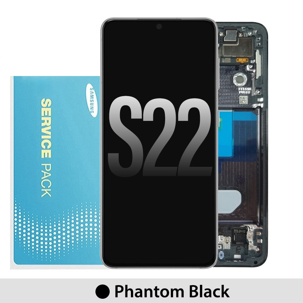 Samsung Galaxy S22 5G S901B OLED Screen Replacement Digitizer with Frame GH82-27520A/27521A (Gold)-Phantom Black Samsung Galaxy S22 5G S901B OLED Screen Replacement Digitizer with Frame GH82-27520A/27521A (Gold)-Phantom Black